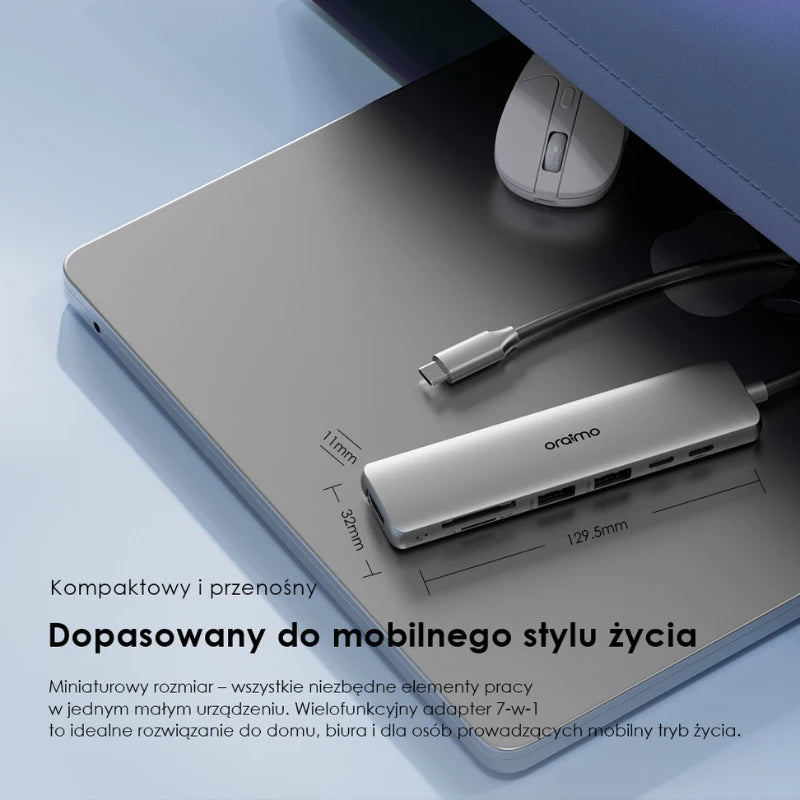 PowerTrans Hub USB-C 7w1 z funkcją stacji dokującej