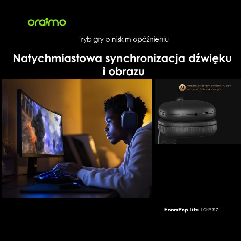 BoomPop Lite – 65h Pracy, ENC Mic & Gaming Mode