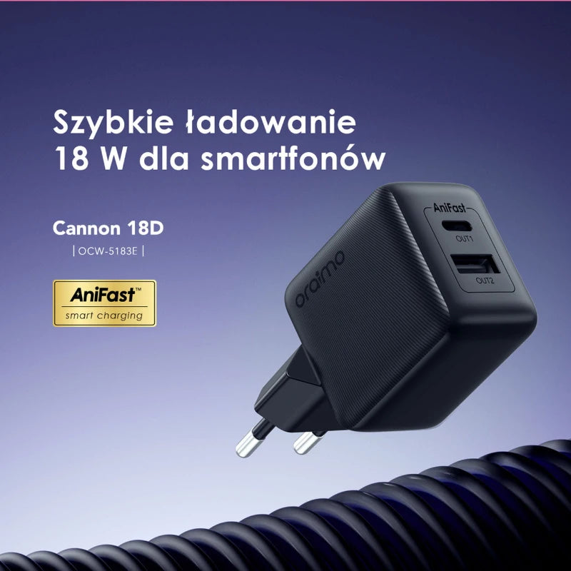 Cannon 18D USB-A + USB-C 18W