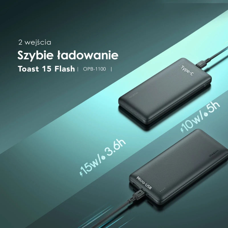 Toast 15 Flash – 10000mAh, Laptop, Telefon - Szybkie Ładowanie