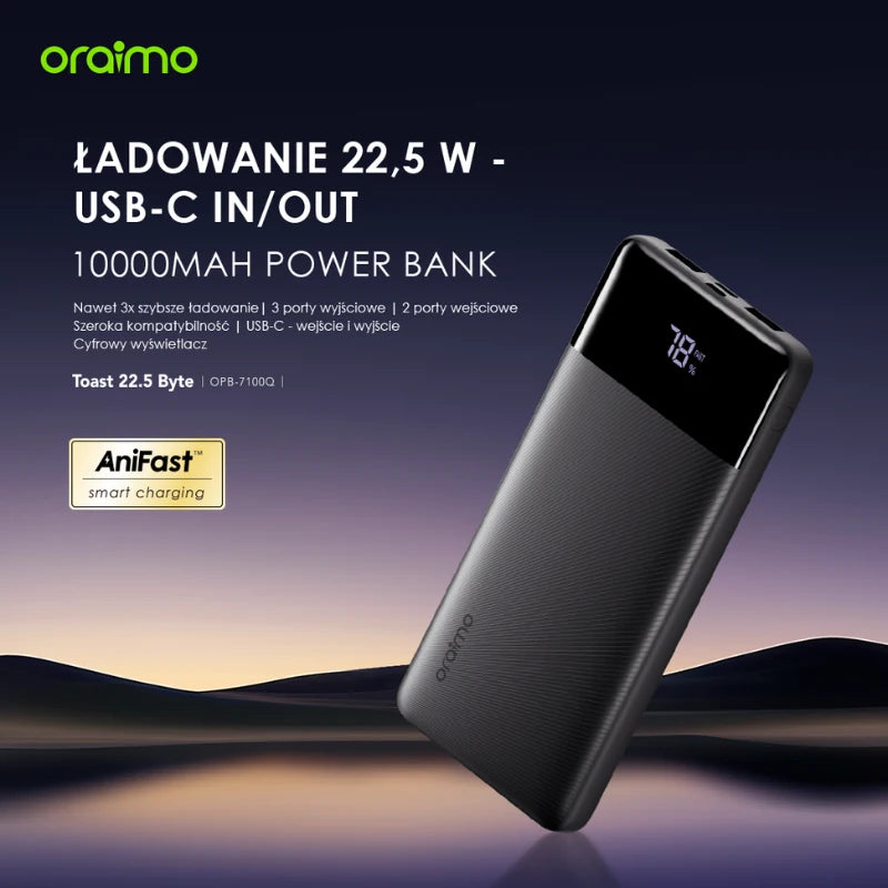 Toast 22.5 Byte Powerbank – 10.000mAh 22.5W Fast Charging & LED Display