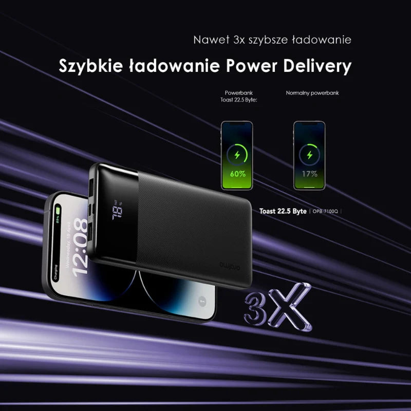 Toast 22.5 Byte Powerbank – 10.000mAh 22.5W Fast Charging & LED Display