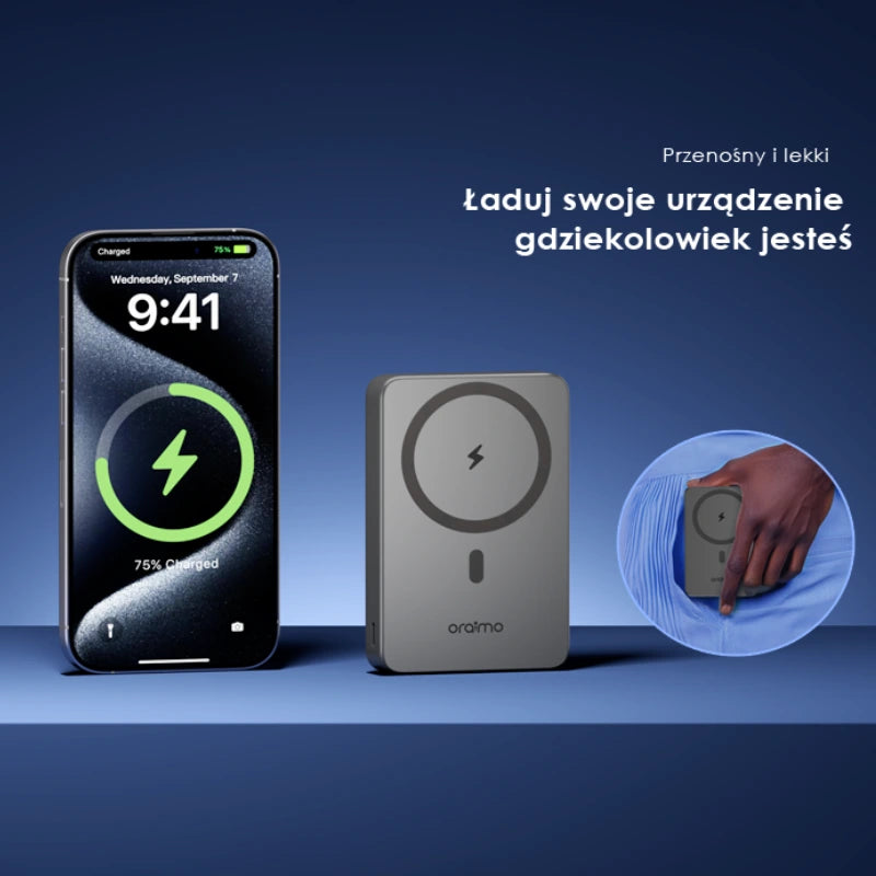 MagPower 15 – Magnetyczny Magsafe 10000mAh Powerbank 15W kabel & 22.5W Wired Charging