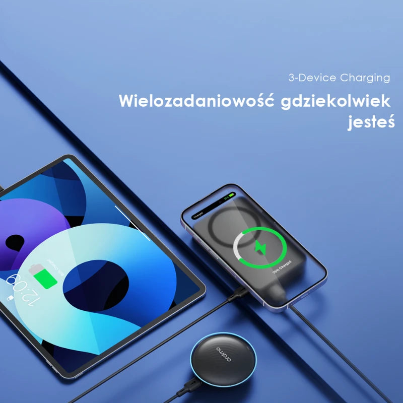 MagPower 15 – Magnetyczny Magsafe 10000mAh Powerbank 15W kabel & 22.5W Wired Charging