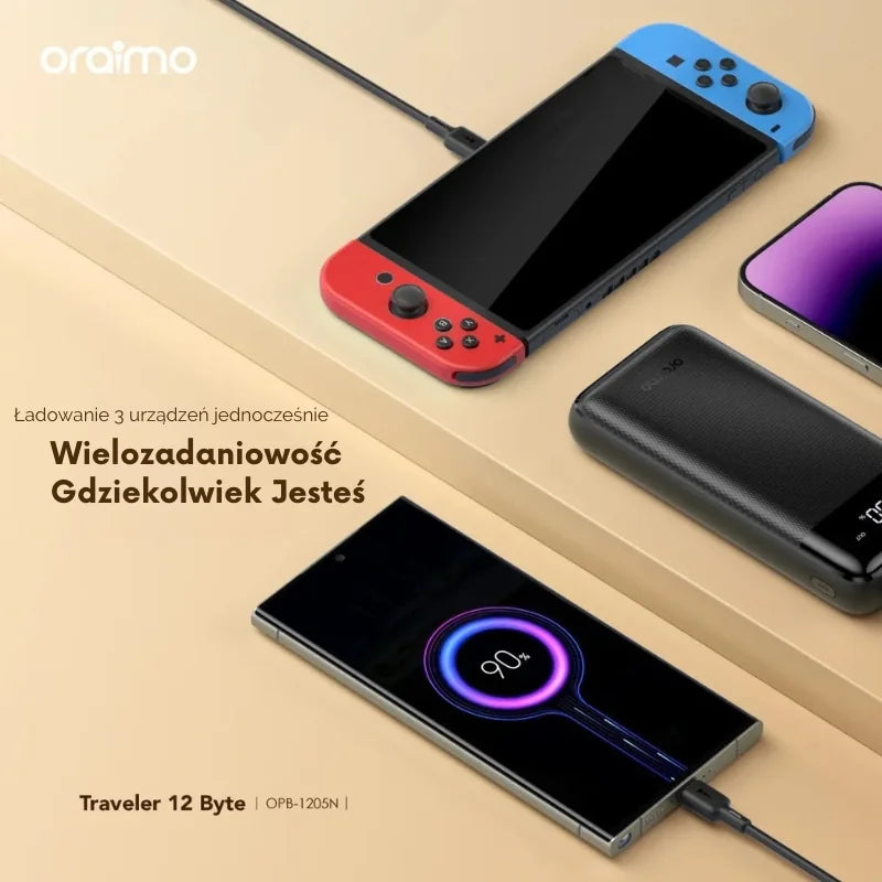 Traveler 12 Byte – 20000mAh Powerbank, LED Wyświetlacz & 12W Fast Charging