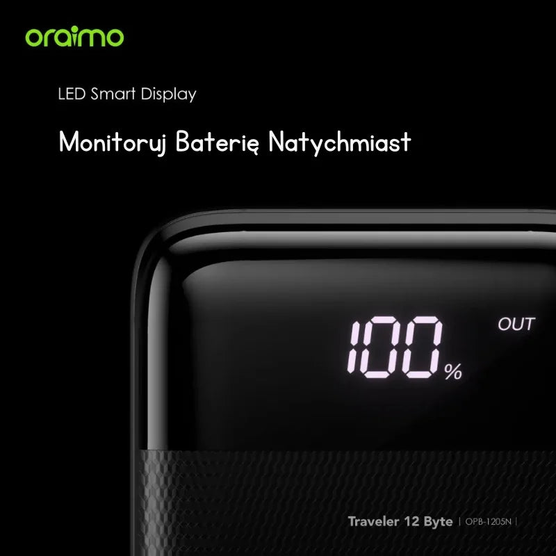 Traveler 12 Byte – 20000mAh Powerbank, LED Wyświetlacz & 12W Fast Charging