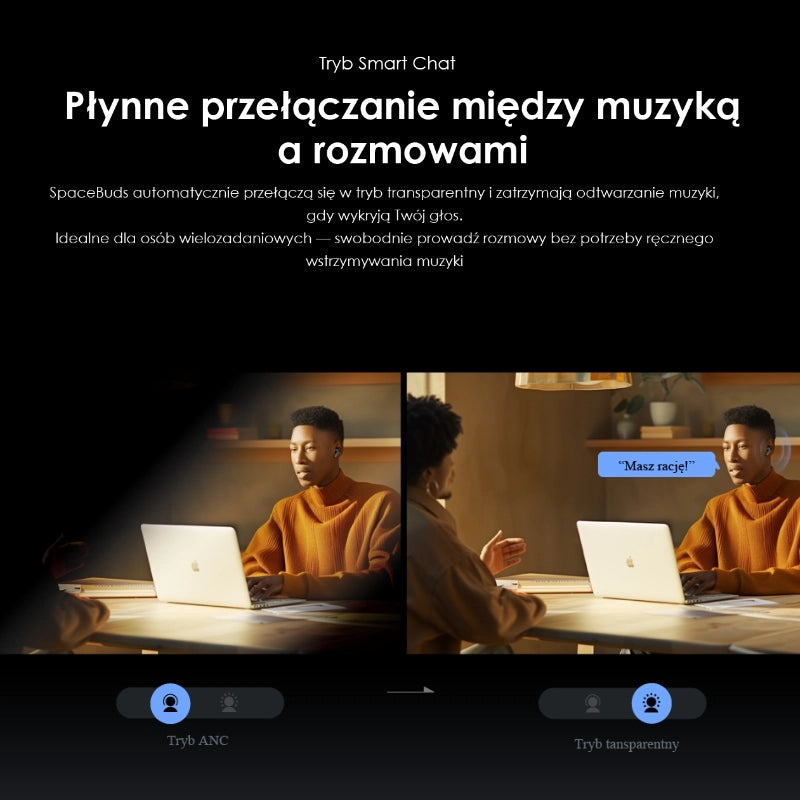 SpaceBuds – ANC Hybrid, 40h Pracy & 6 ENC Mics